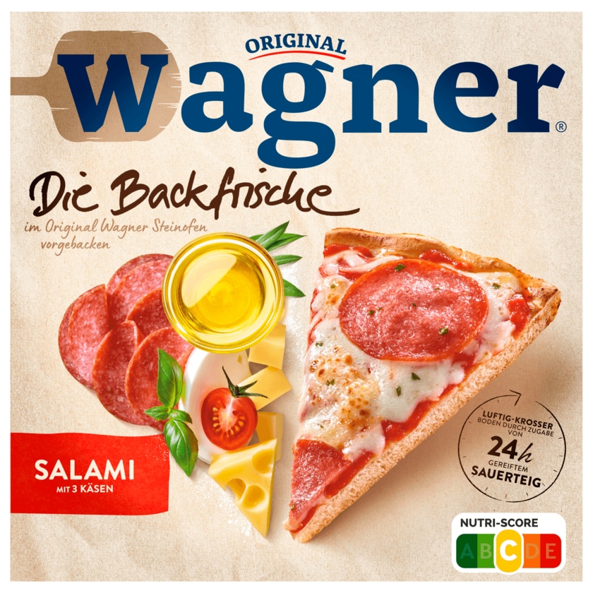 Original Wagner Die Backfrische Pizza Salami mit 3 Käse & Kräutern 320g